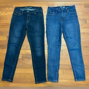 Old Navy Women's Dark and Medium Blue mid rise tall jeans 10X29 and 10X28